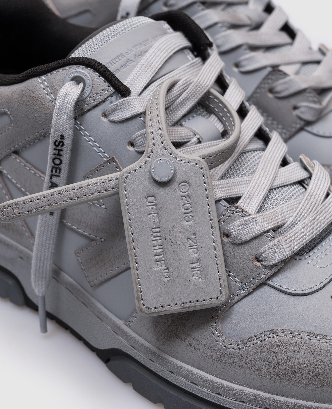 

Out of Office grey leather sneakers with vintage effect Off-White