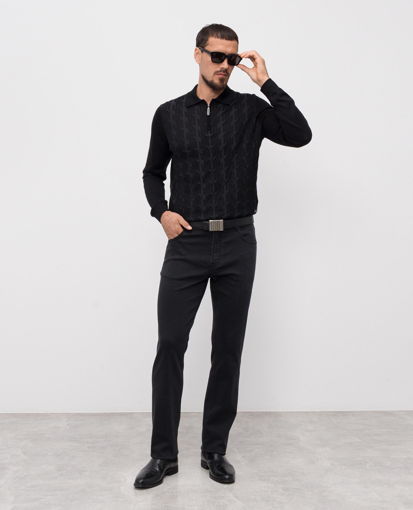 

Black cashmere and silk polo shirt Stefano Ricci