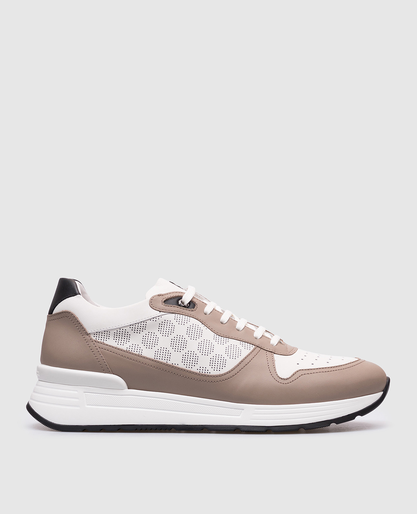 Brown leather sneakers with logo Stefano Ricci