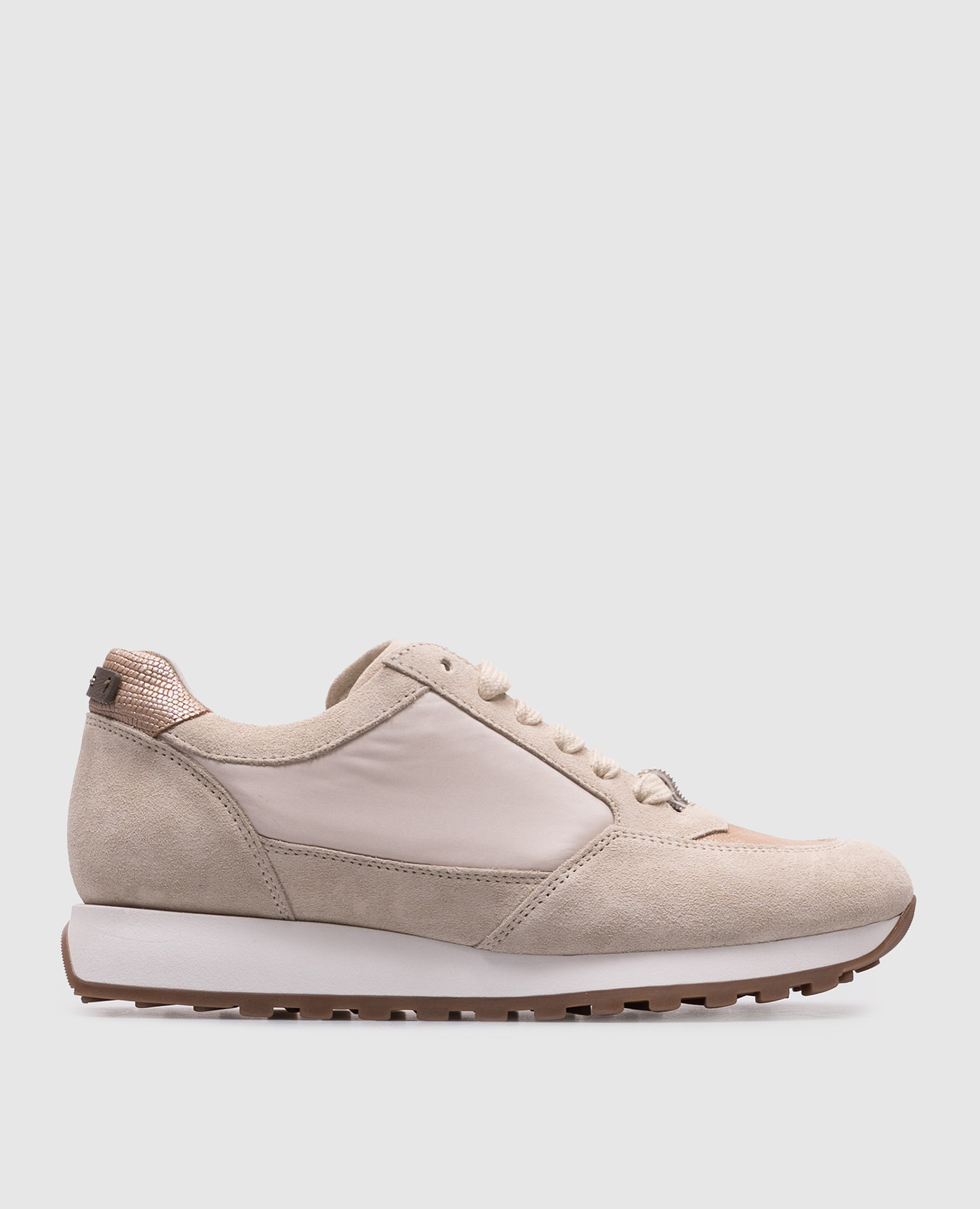 Beige combination sneakers with a monil chain Peserico