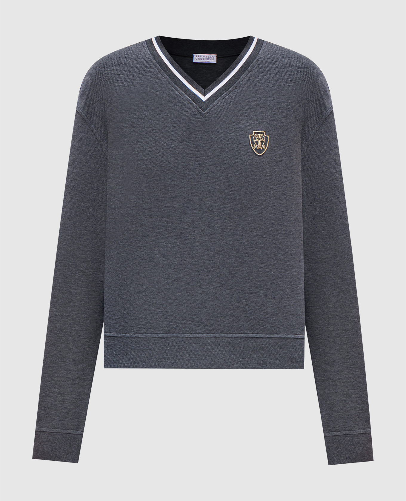 

Gray pullover with logo emblem Brunello Cucinelli, Grey