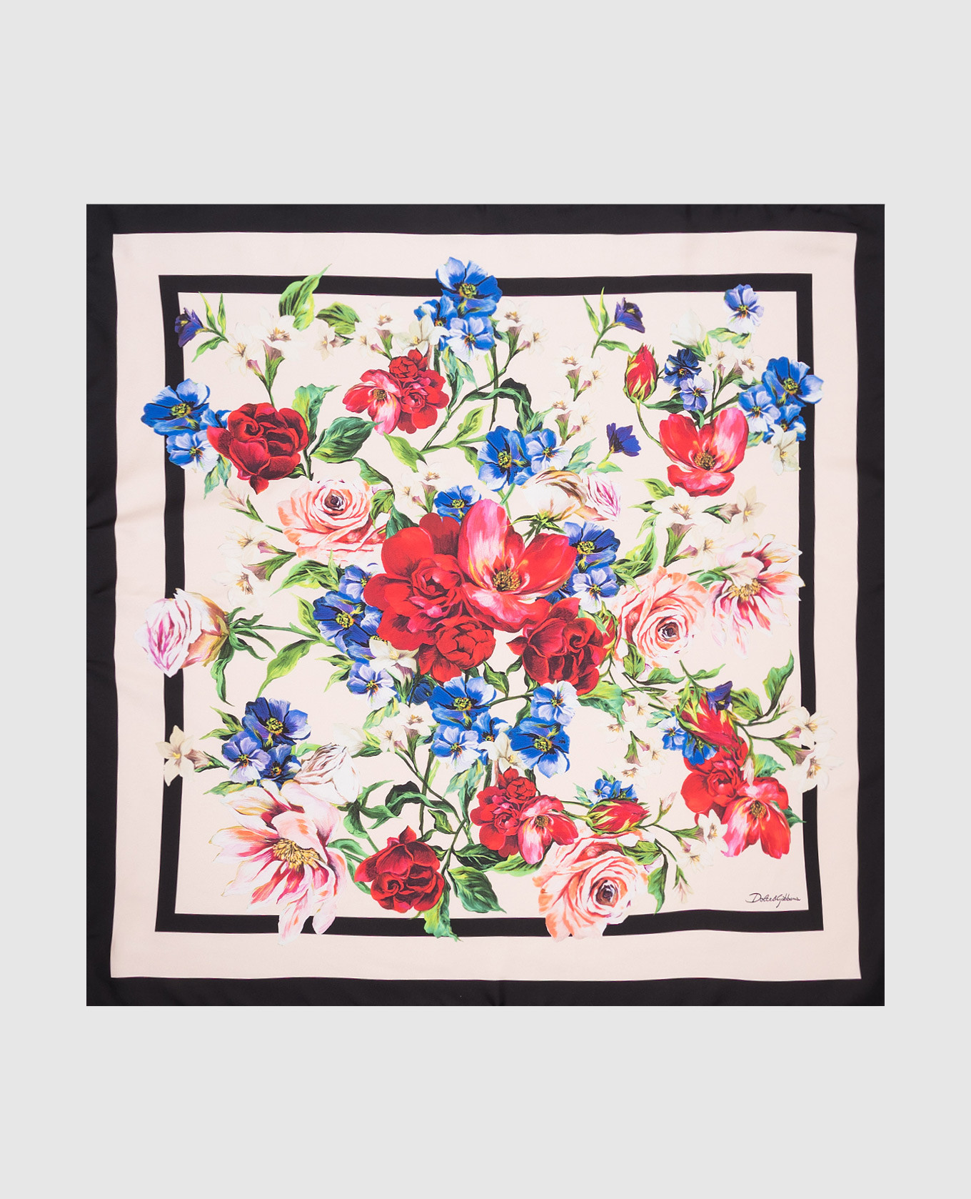 

Beige silk scarf with floral print Dolce&Gabbana