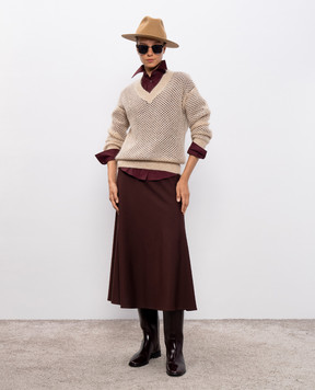 Brunello Cucinelli Brown midi skirt with wool MB143G3634