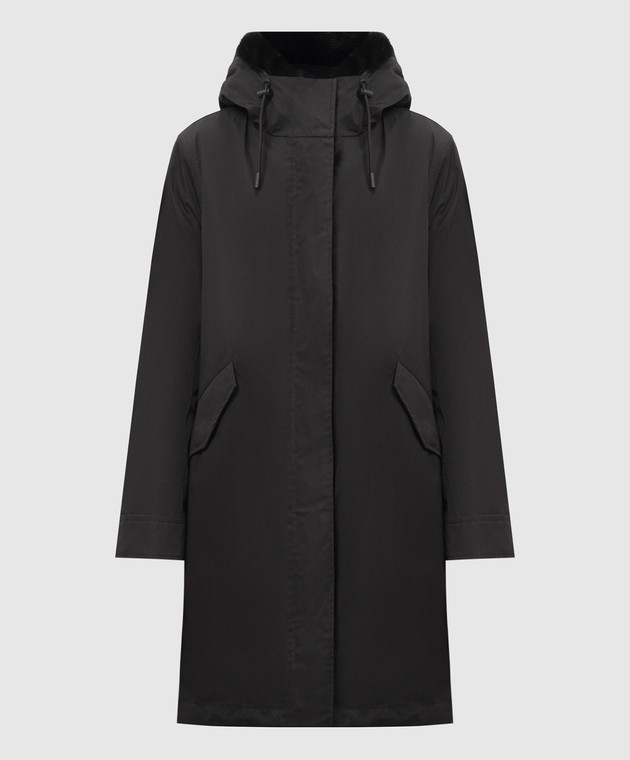 Yves Salomon Army - Black parka with removable down lining with