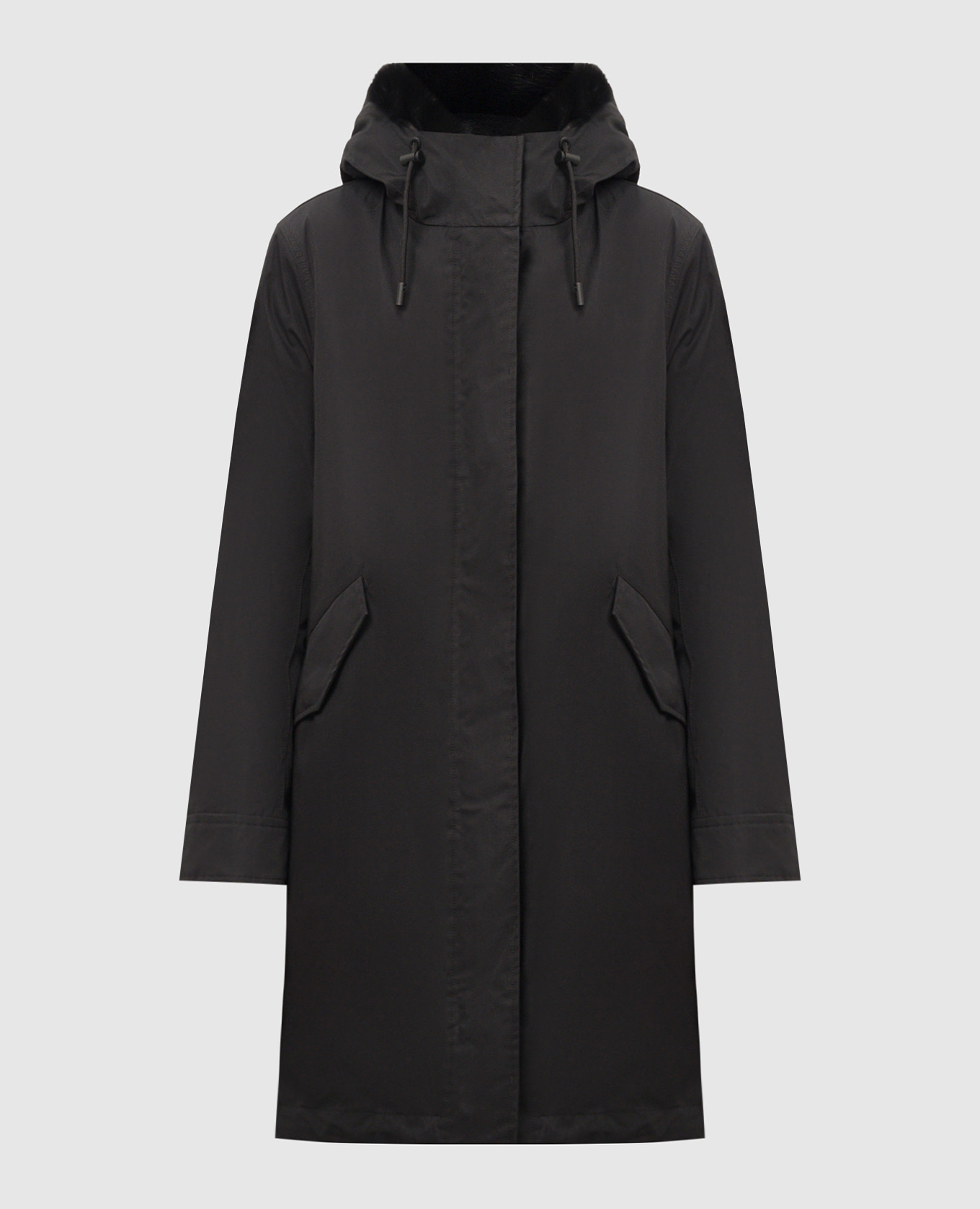 

Black parka with removable down lining with fox fur Yves Salomon Army