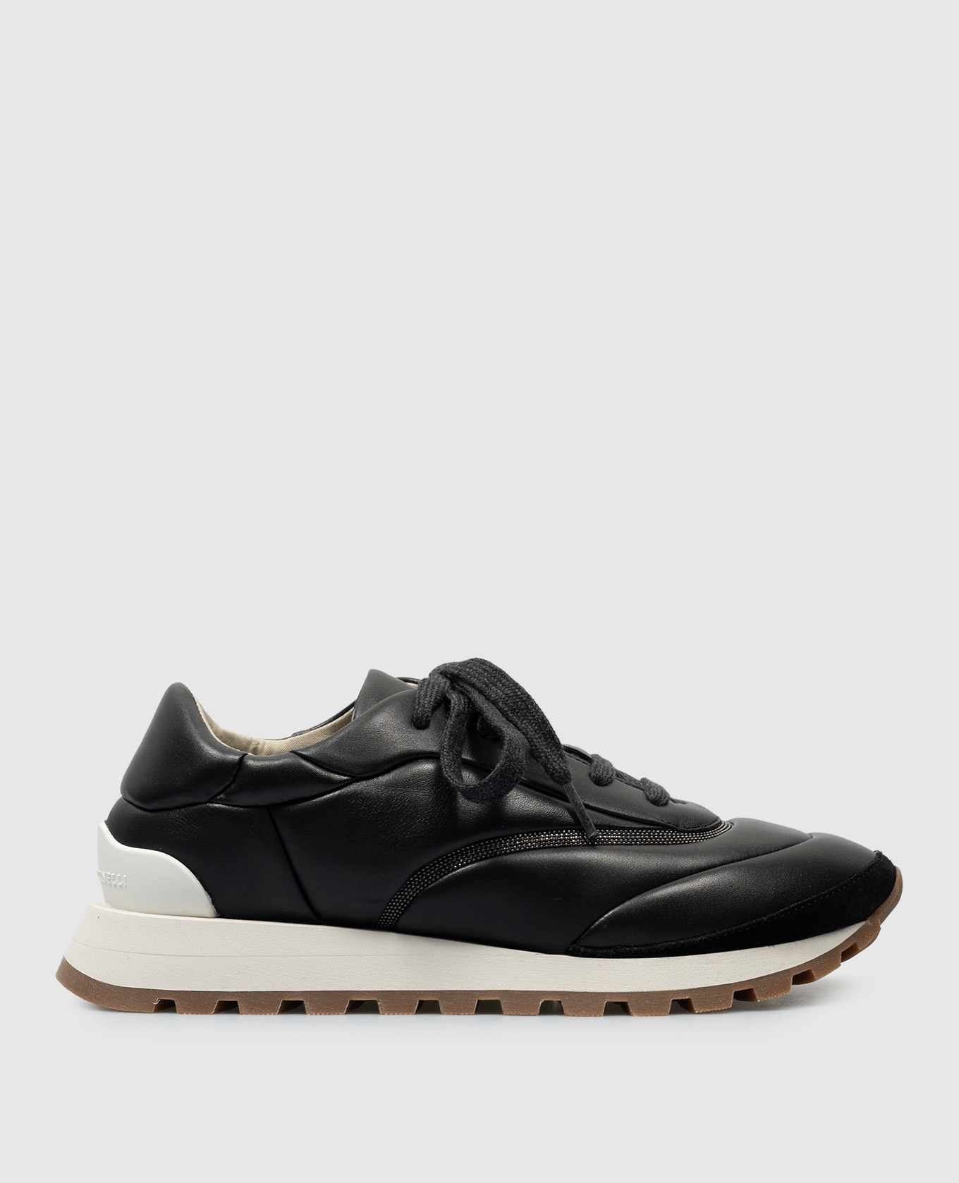 

Black leather sneakers with monil chain Brunello Cucinelli