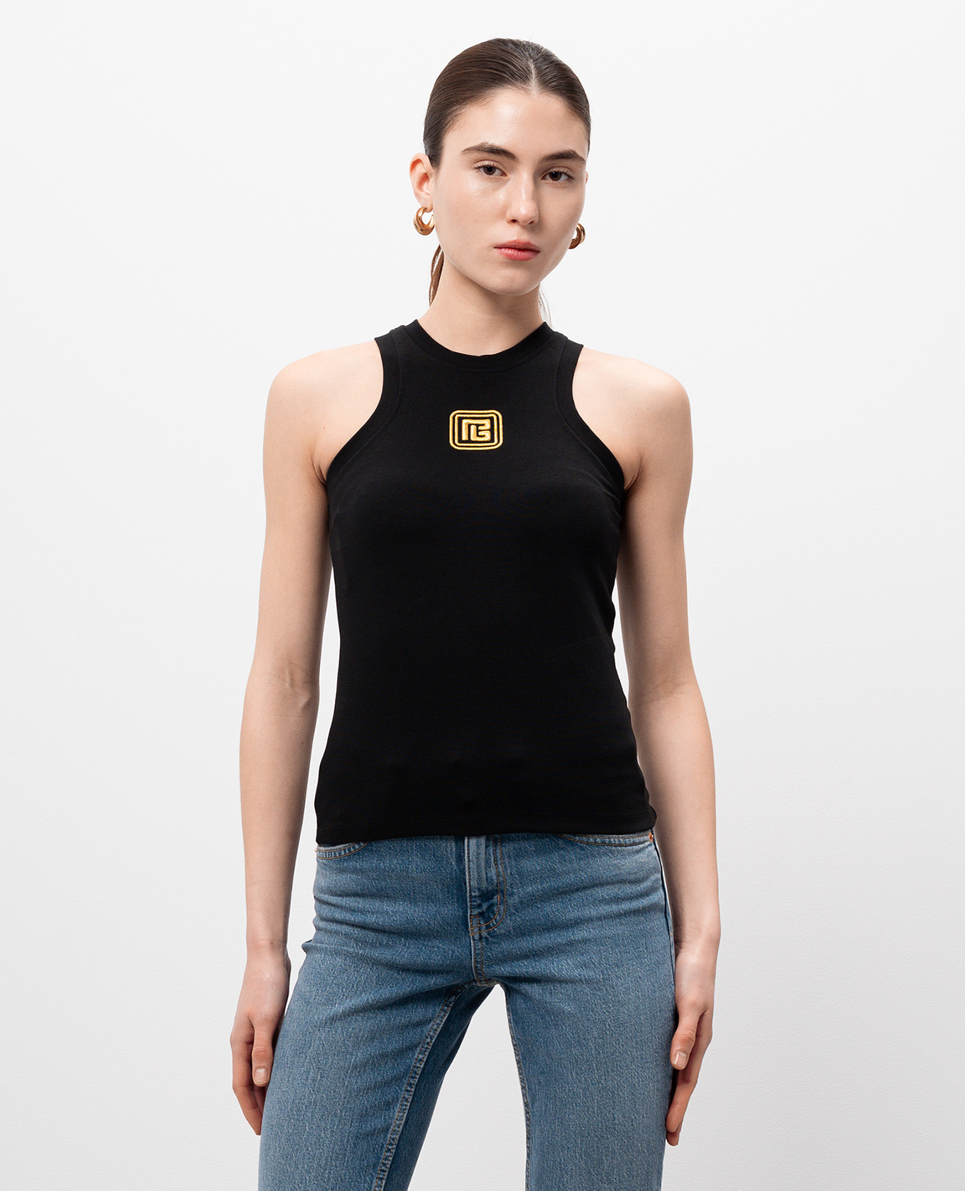 

Black top with Retro PB logo embroidery Balmain