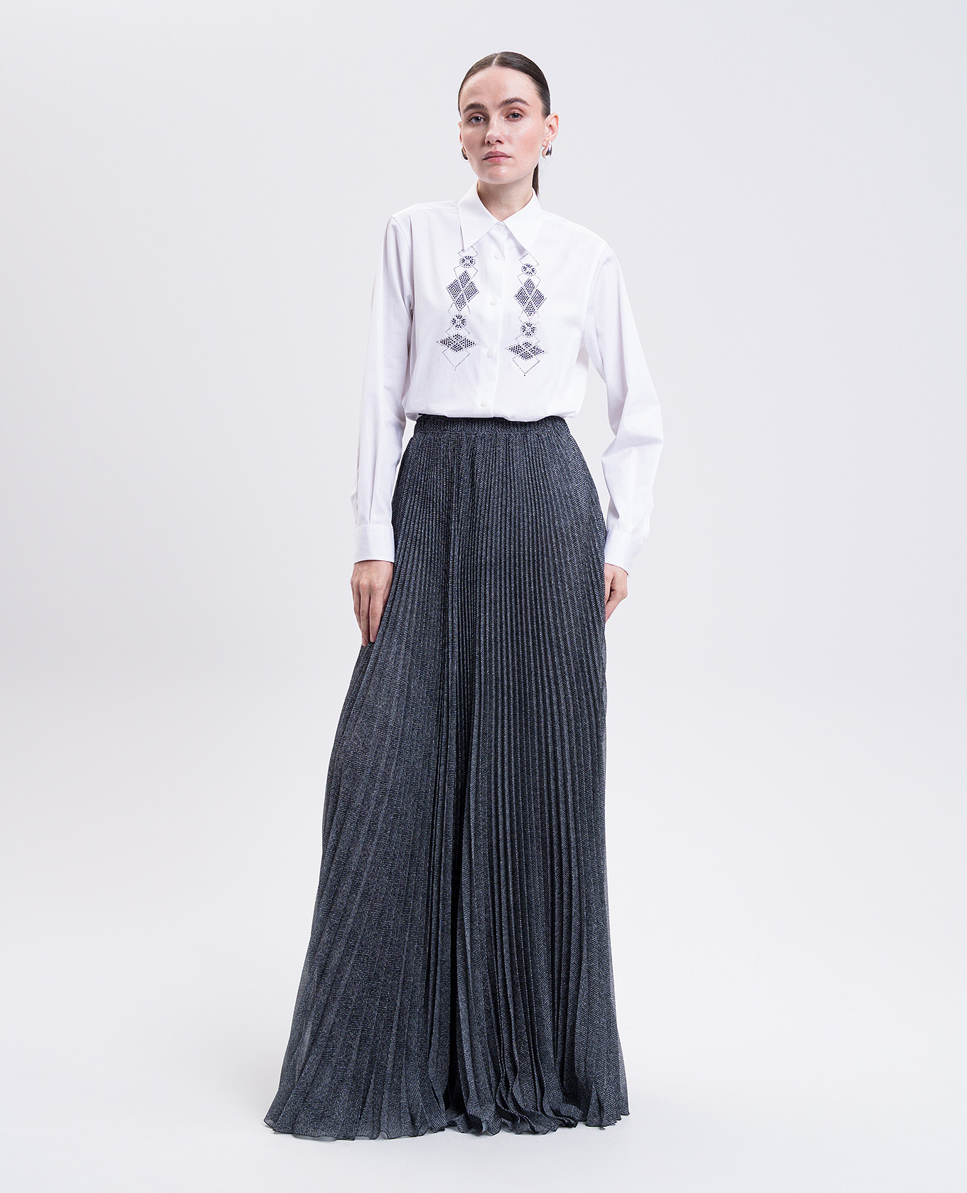 Gray pleated skirt with pattern Ermanno Scervino 2