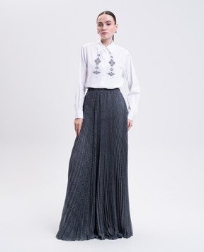Ermanno Scervino Gray pleated skirt with pattern D472O345VJR