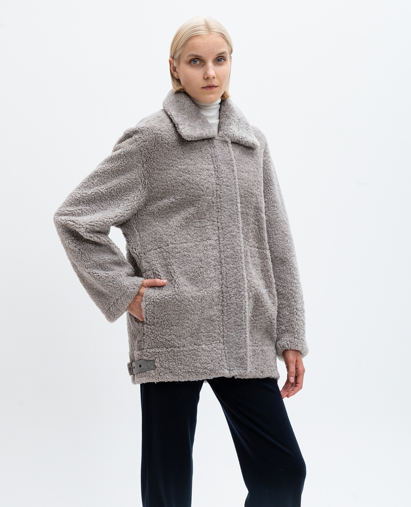 Gray shearling coat Simonetta Ravizza 3