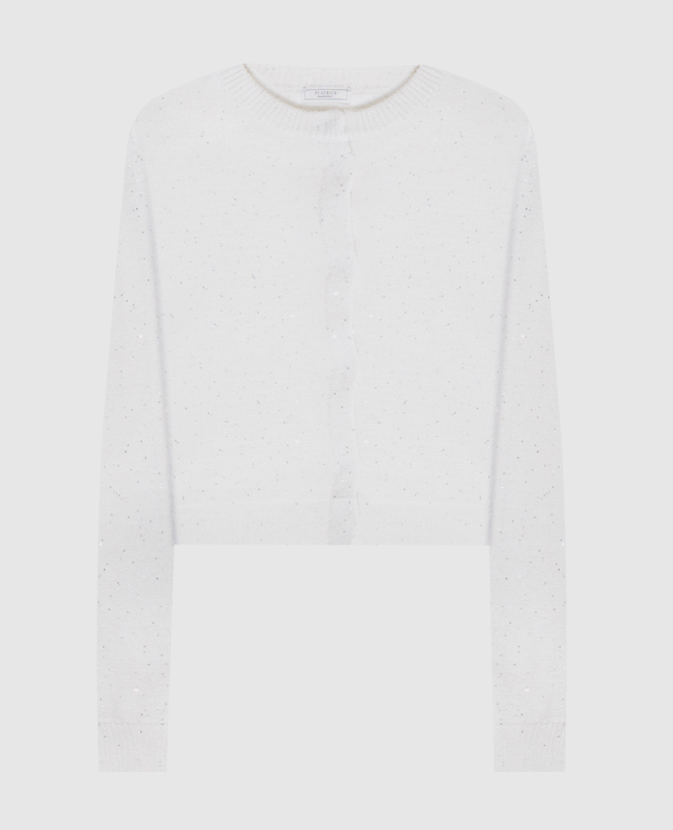 White cardigan in wool and cashmere with lurex peserico