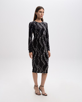 Versace Jeans Couture Black velor dress in Chain Couture print 77HAO9B0JS367