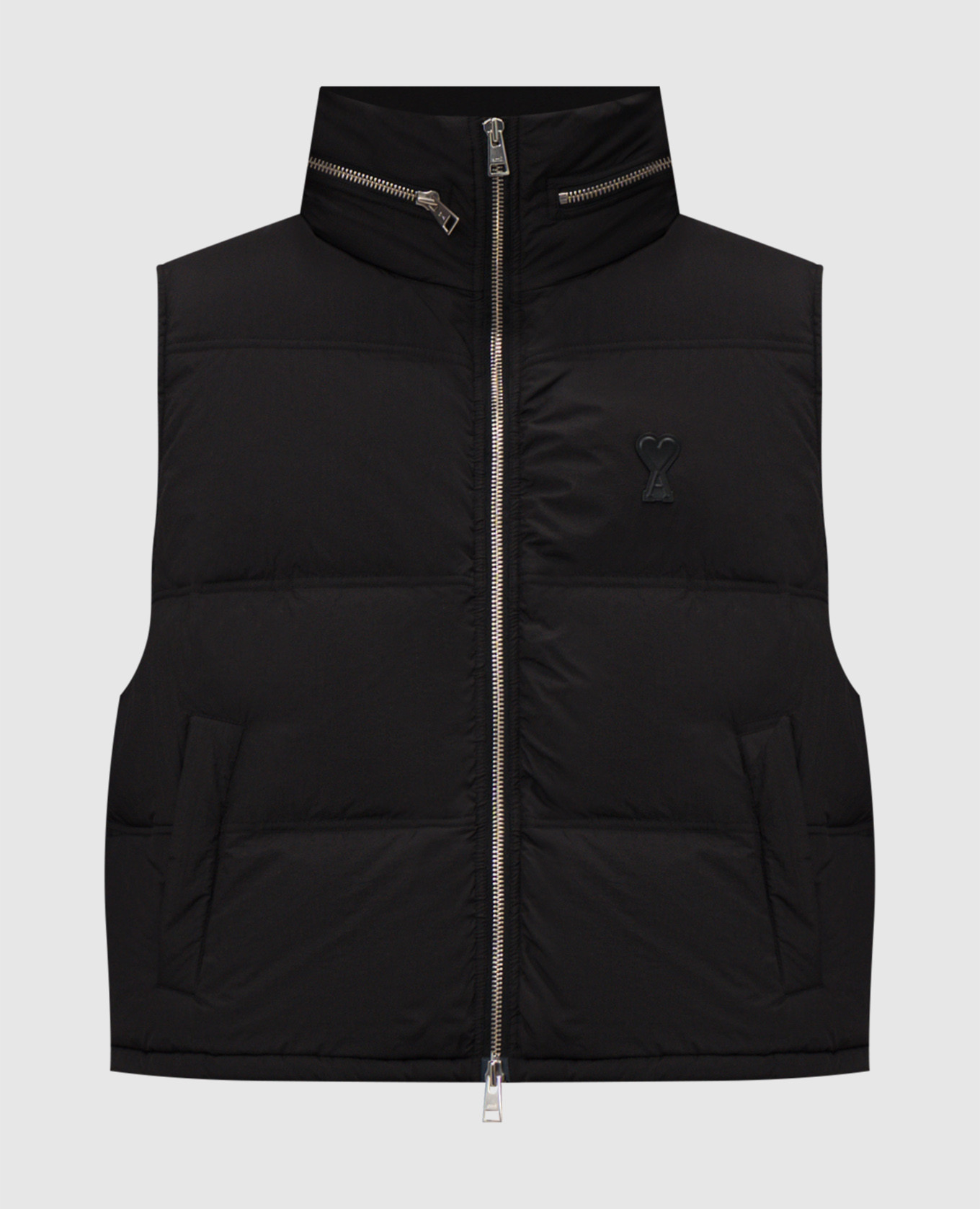 

Black down vest with logo patch Ami Paris