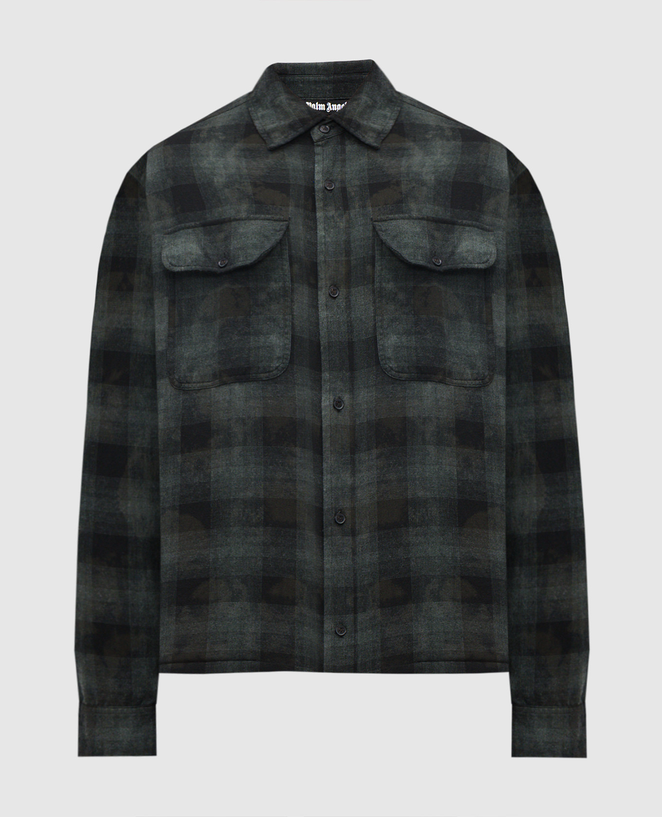

Green checked shirt with logo print Palm Angels