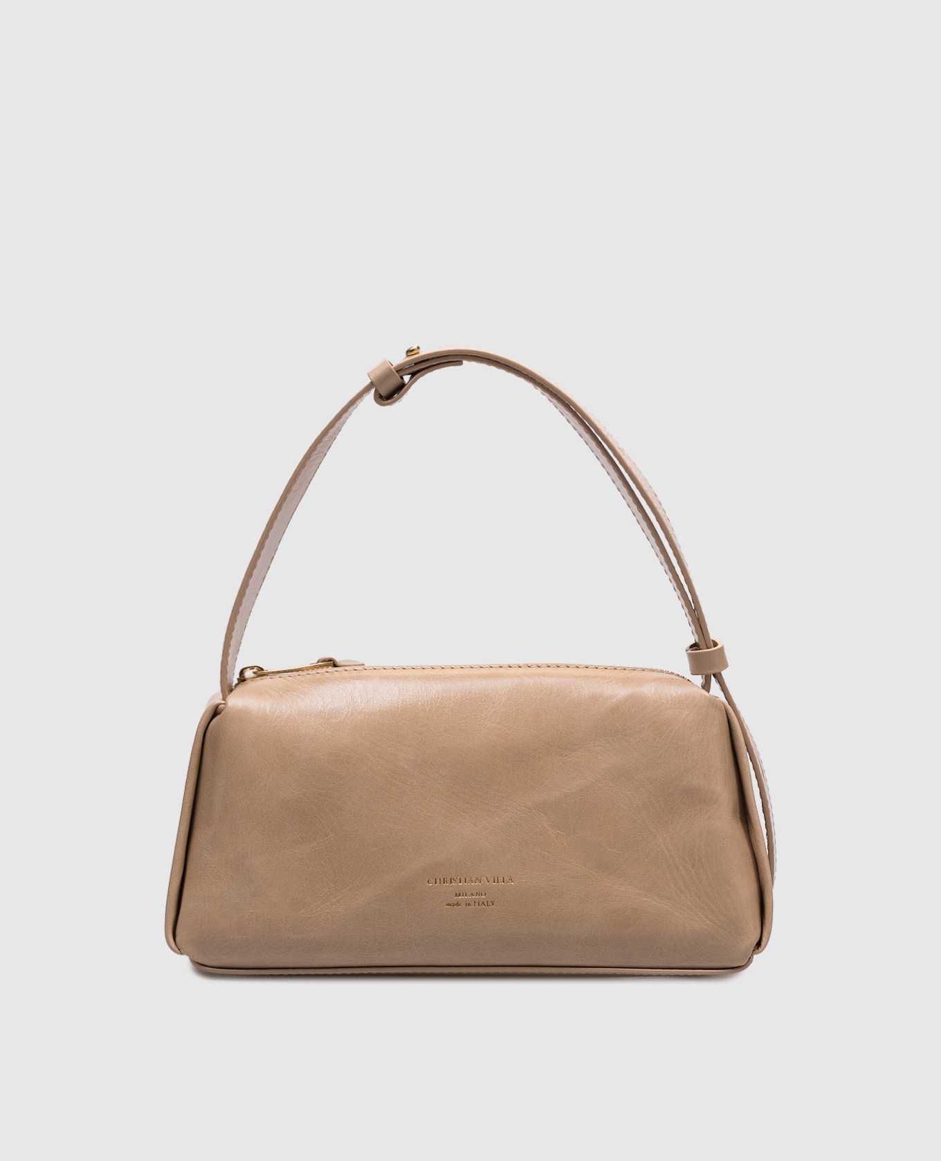 

Beige leather cross-body bag with logo embossing Christian Villa