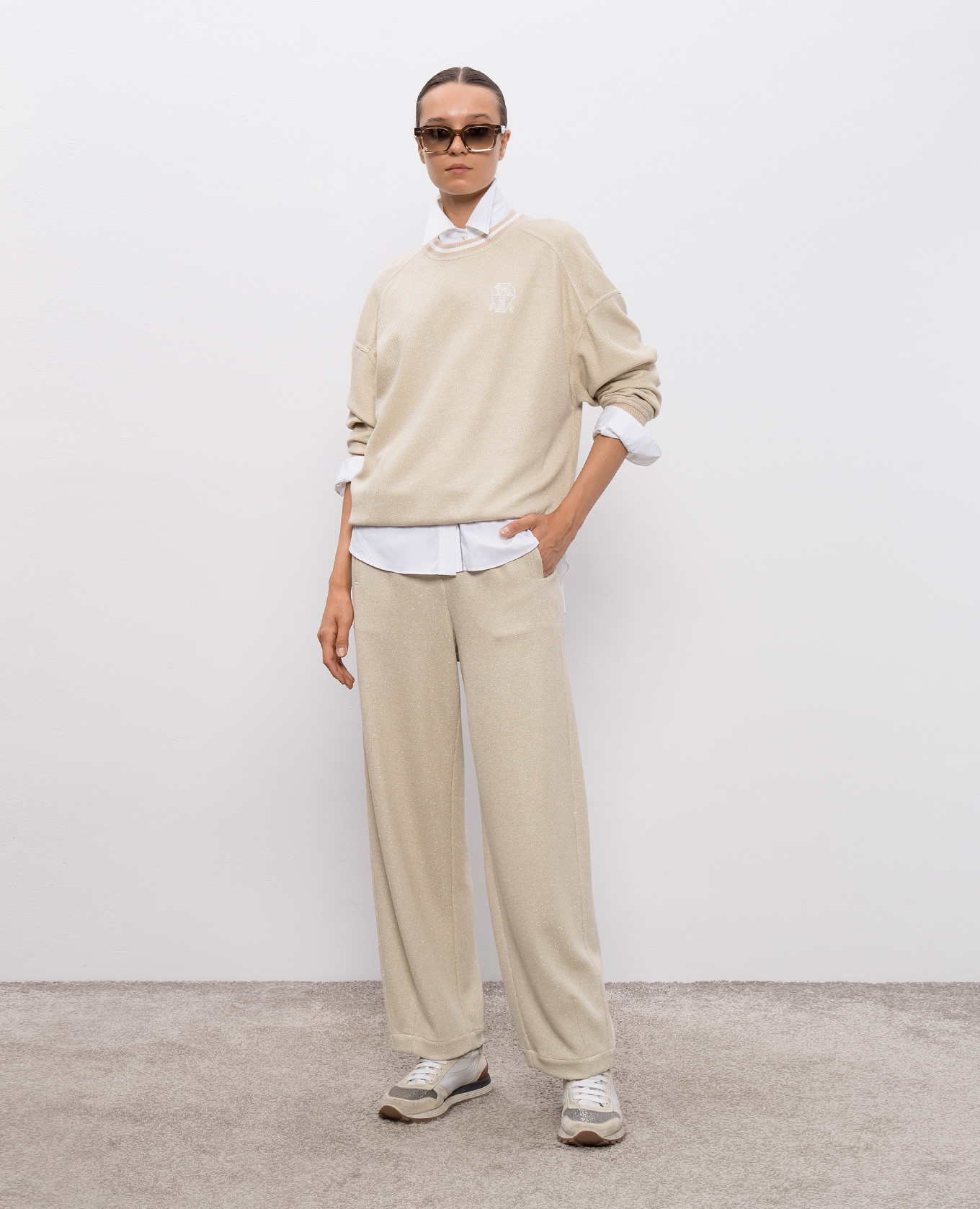 

Beige sweatshirt with lurex Brunello Cucinelli