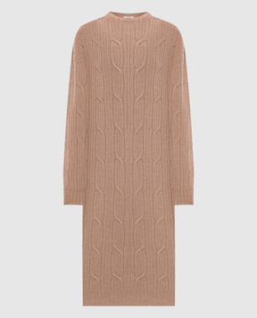 Peserico Beige dress with wool, silk and cashmere with lurex S92248F0709095