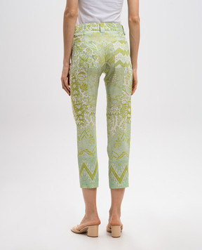 Roberto Cavalli Green printed silk pants XPT205SQA49