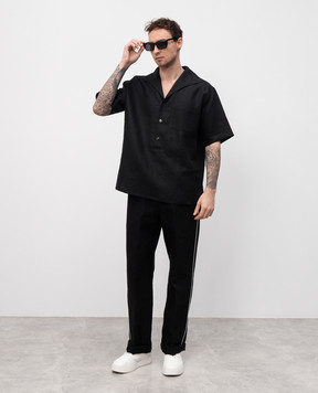 Dolce&Gabbana Black linen shirt with short sleeves G5NE3TFU4JB