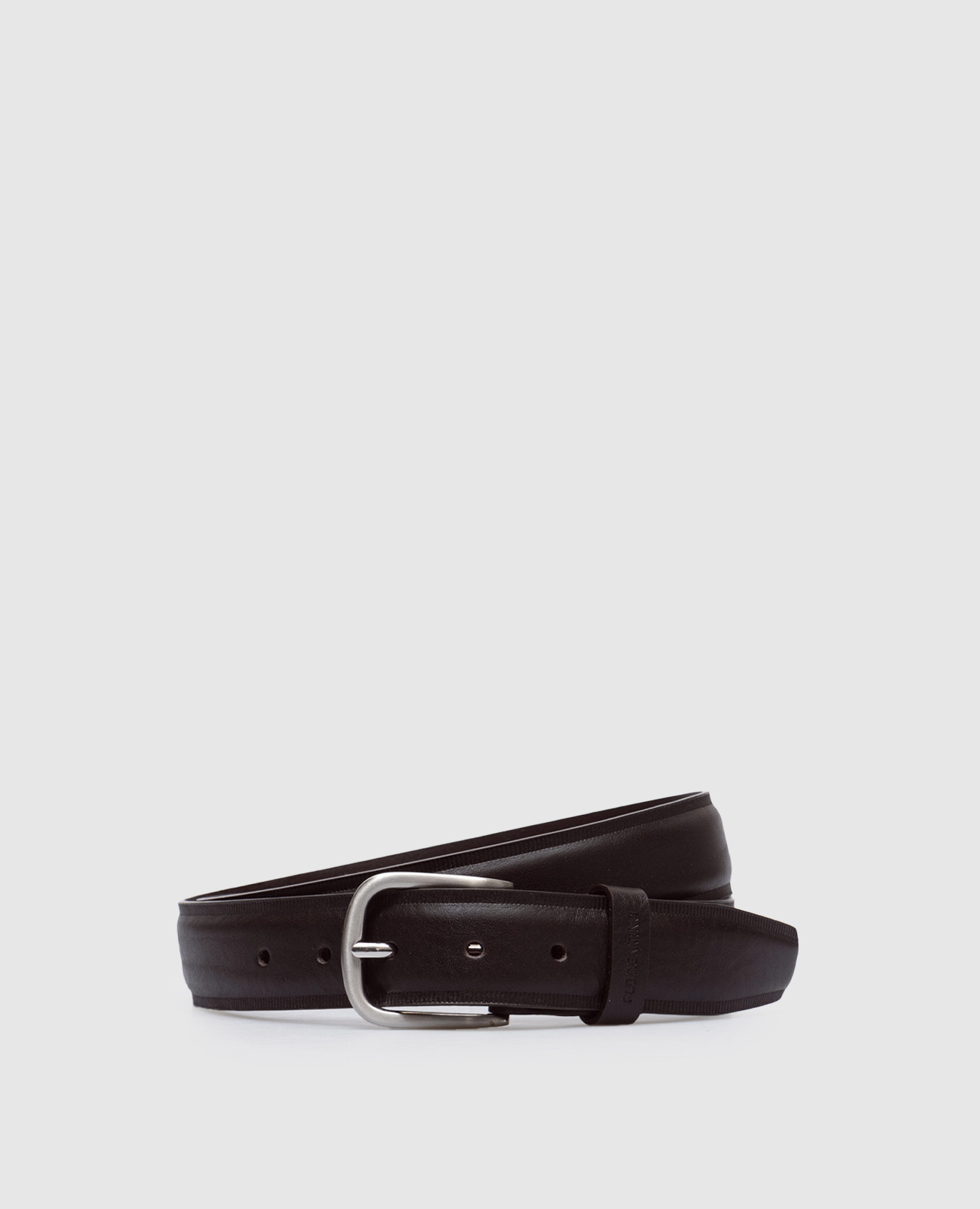 Black leather belt with logo florentino