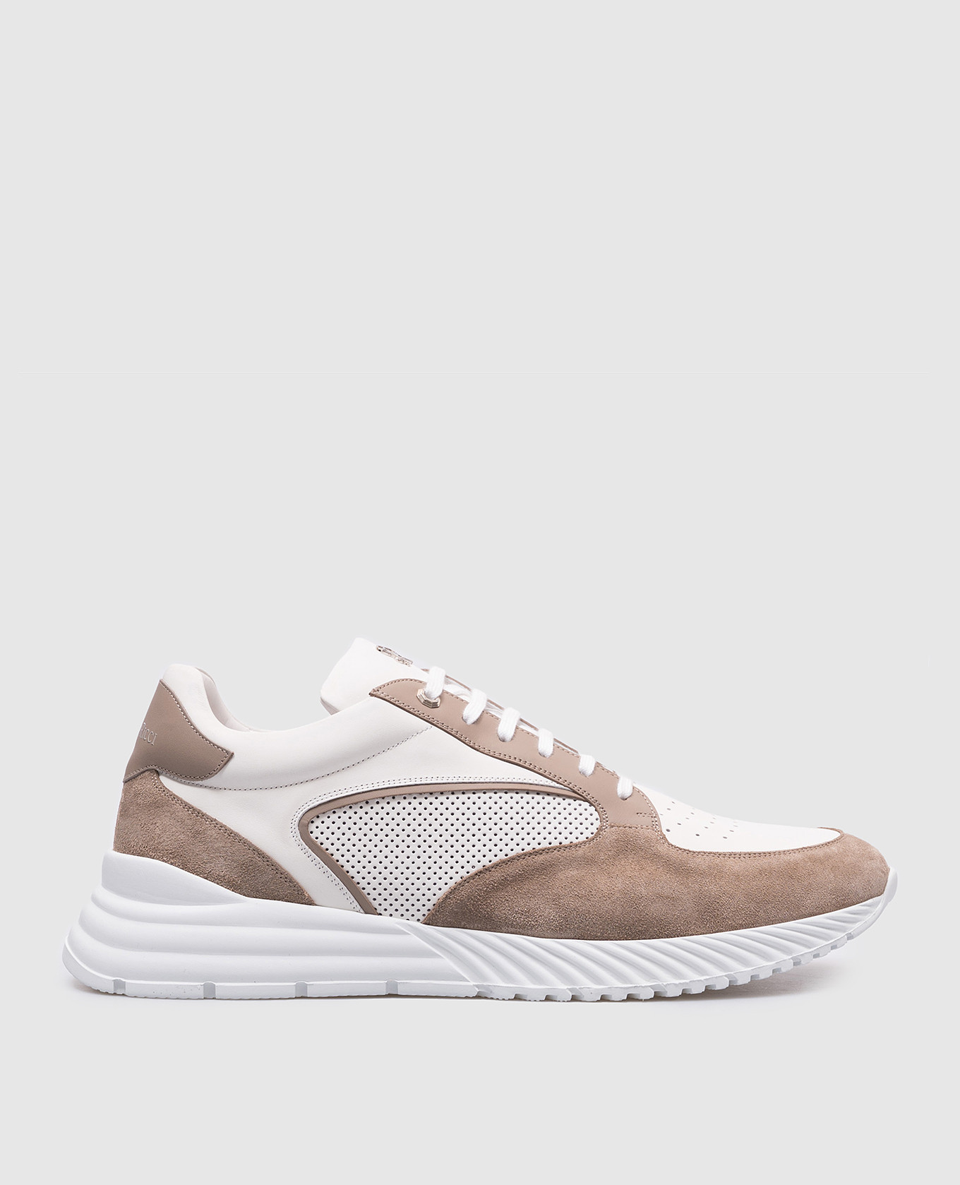 

Beige leather sneakers with logo Stefano Ricci