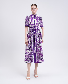 Dolce&Gabbana White printed midi shirt dress F6JFNTFI5JP