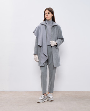 Peserico Gray wool, silk and cashmere sweater with monil chain S99609F1209018
