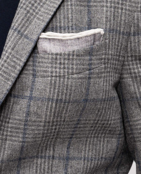 Brunello Cucinelli Grey silk pachet with logo print MR8670091