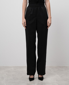 Helmut Lang Black pants with wool in monogram logo pattern O10HW202