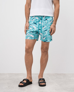 Vilebrequin Requins blue print swim shorts MAHBJ309