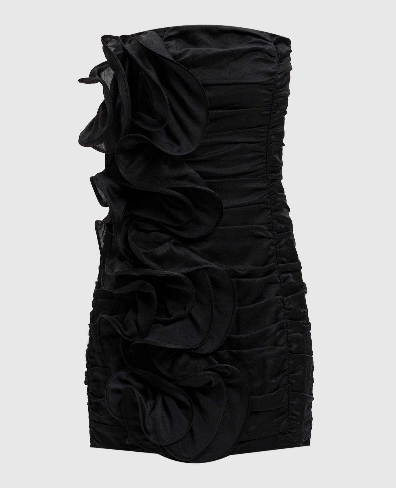 Orbet Black Silk Draped Mini Dress