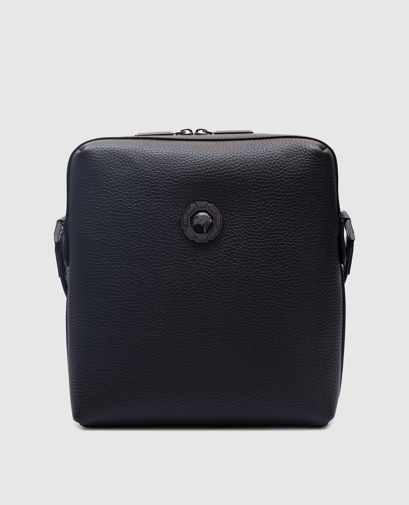 

Black leather bag with metal logo Stefano Ricci