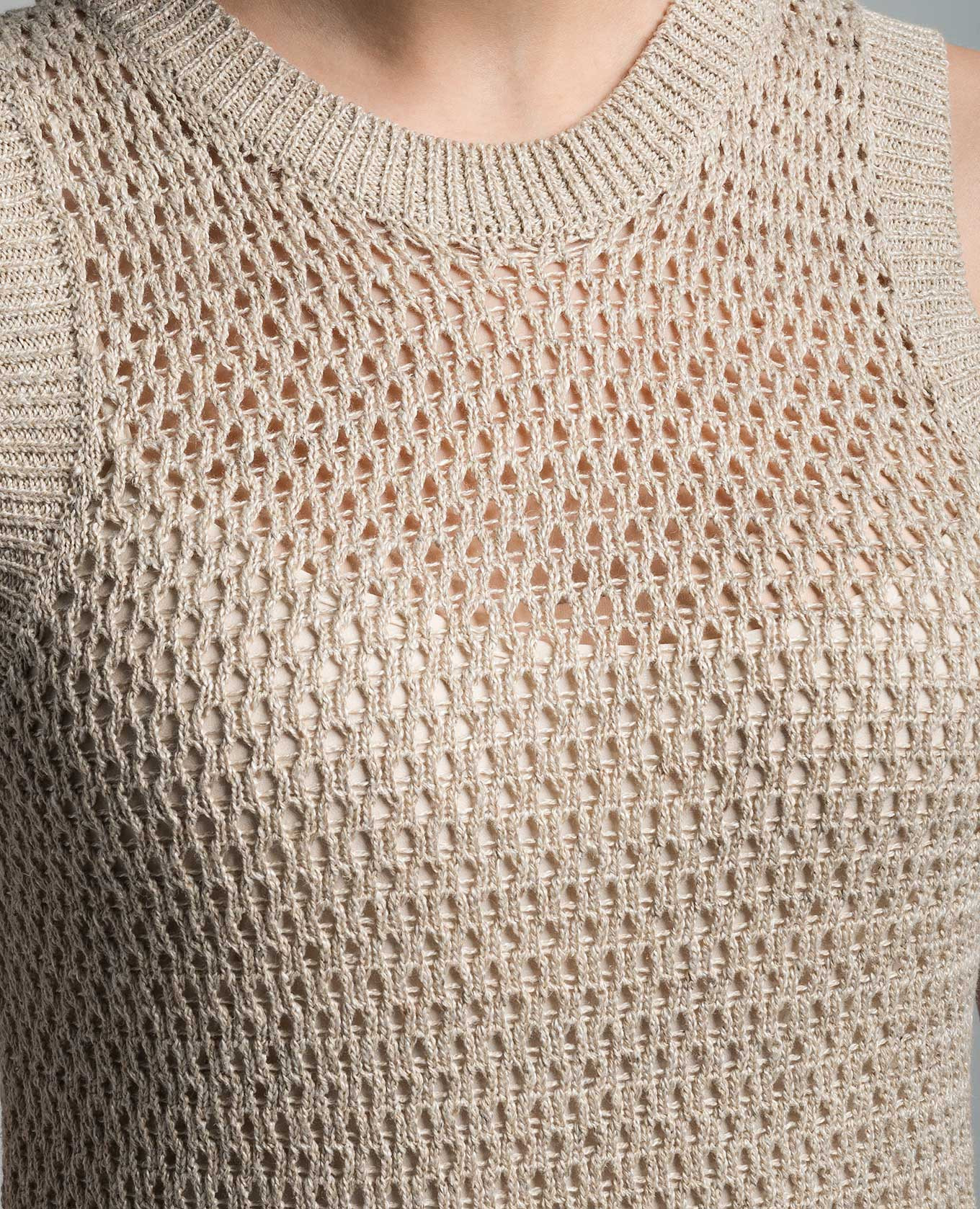 

Beige openwork linen dress with fringe Peserico