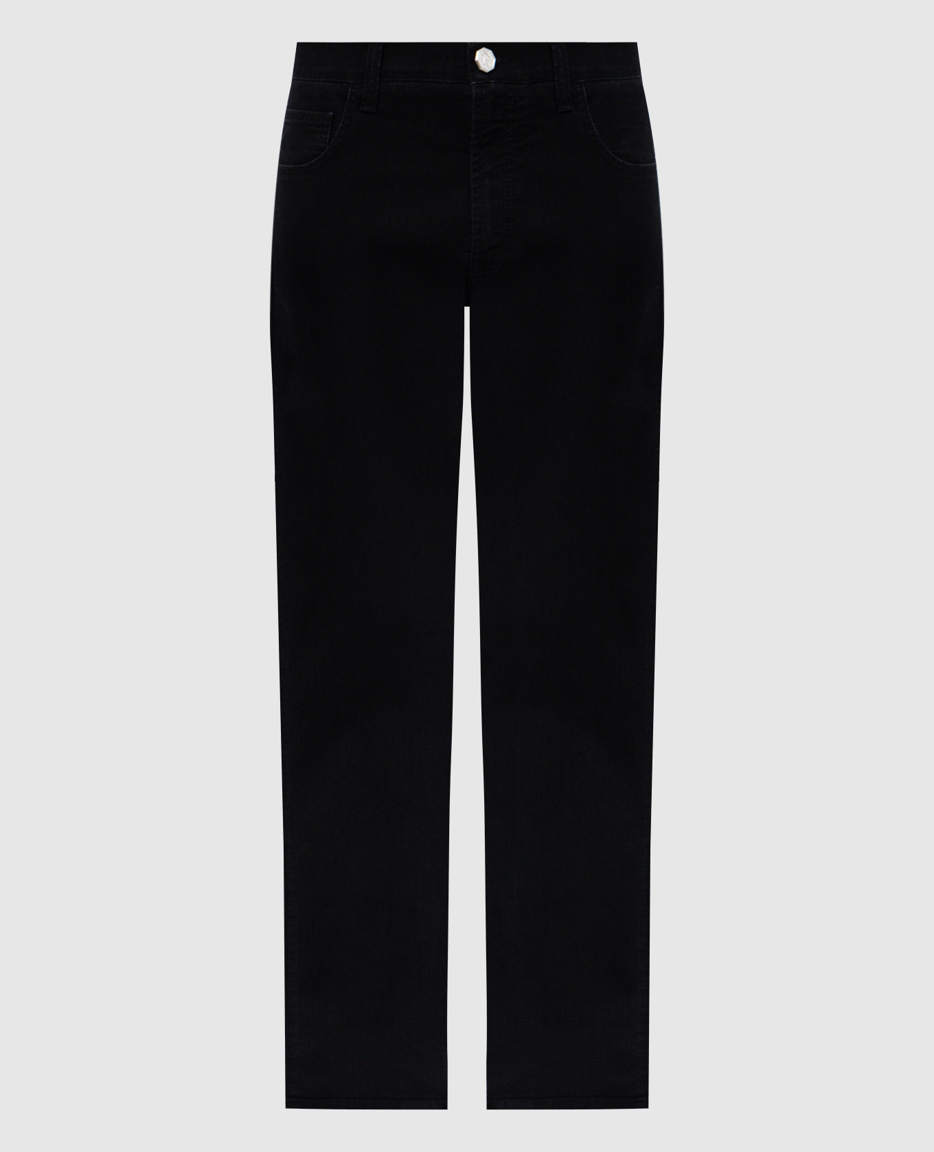 

Black jeans with leather logo patch Stefano Ricci