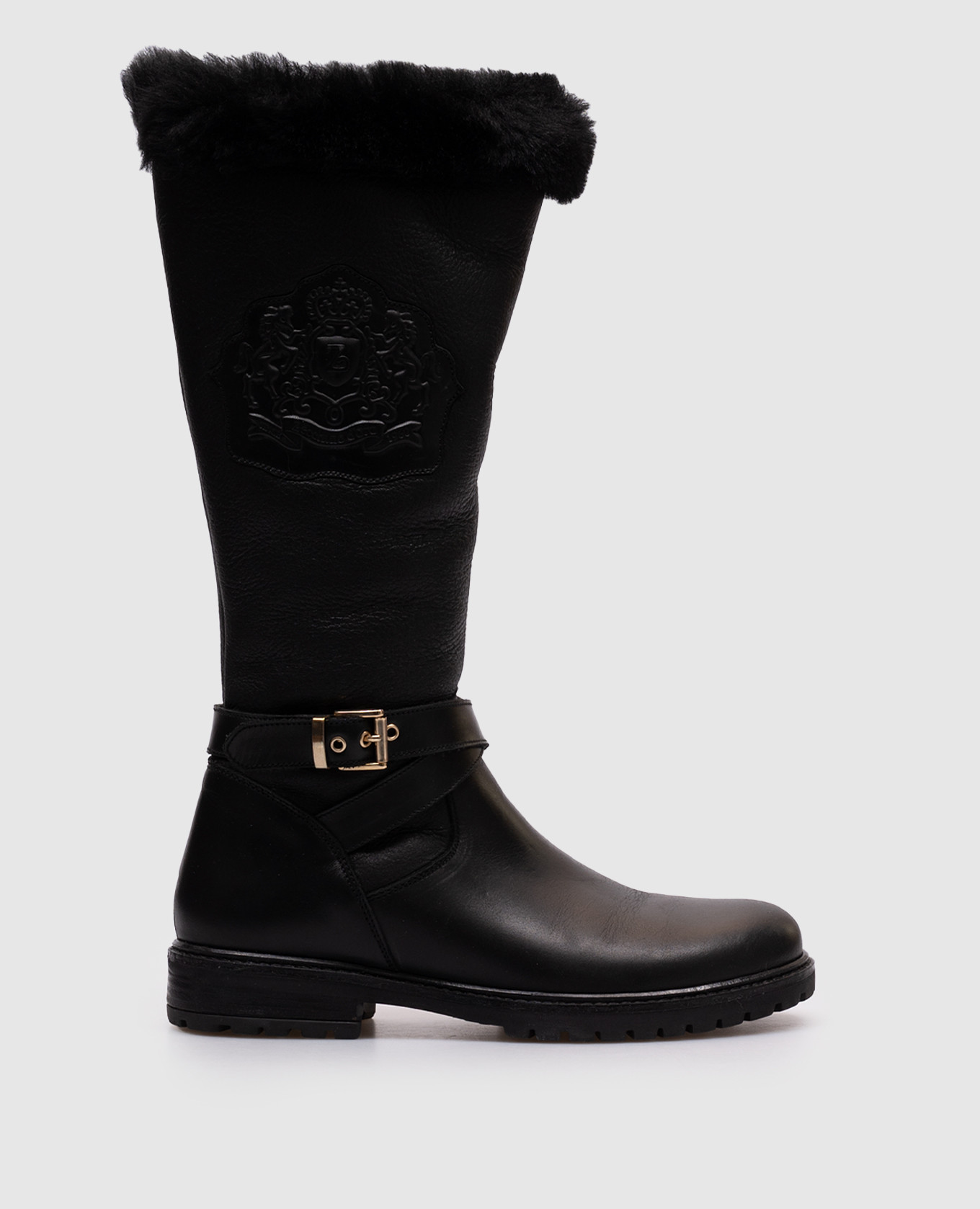 

Children's black leather boots with logo emblem Zecchino D'oro