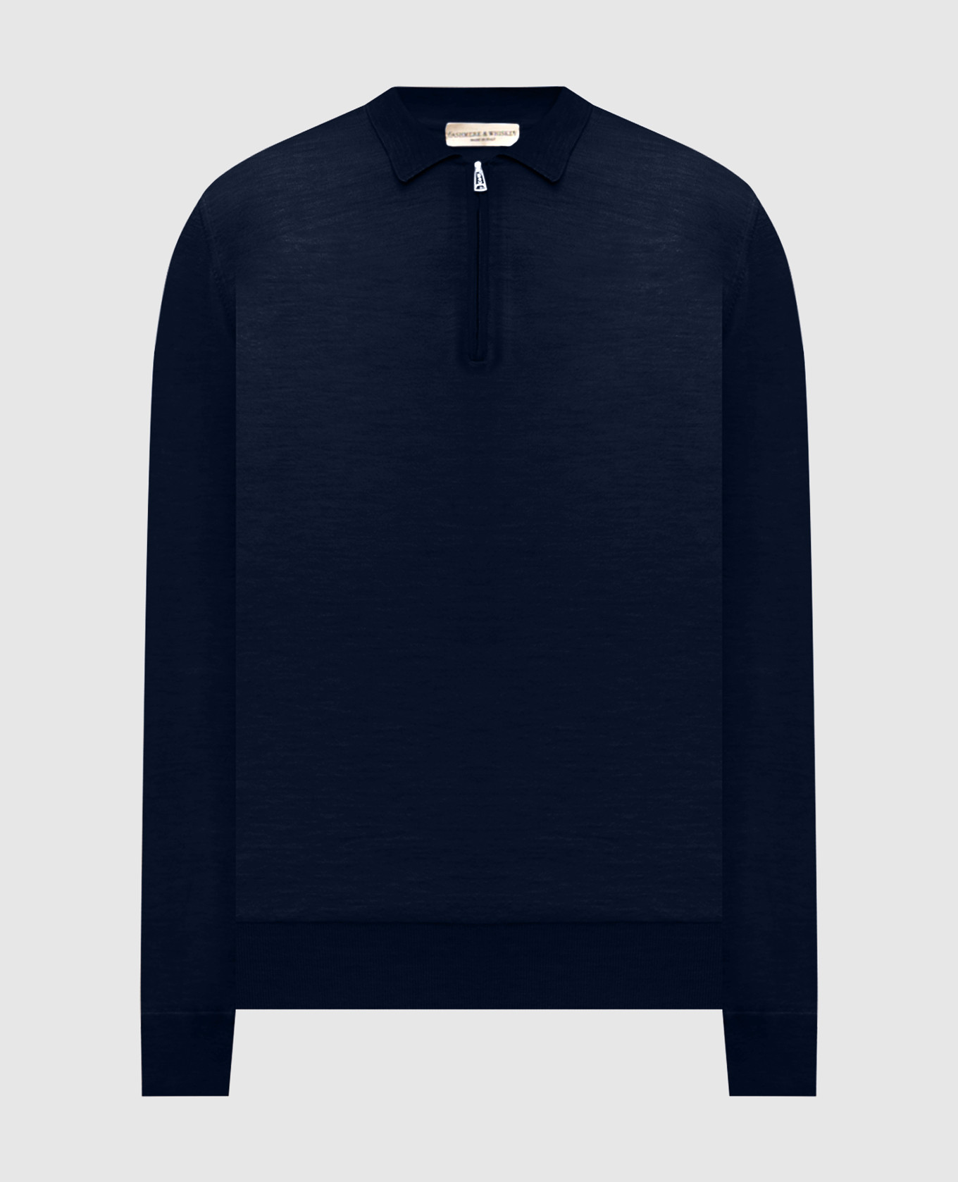 Blue merino wool polo shirt
