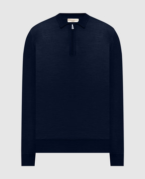 Cashmere&Whiskey Blue merino wool polo shirt 18004