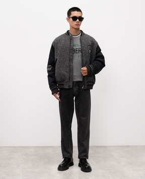 Iceberg Gray bomber jacket with wool and silk O0203083