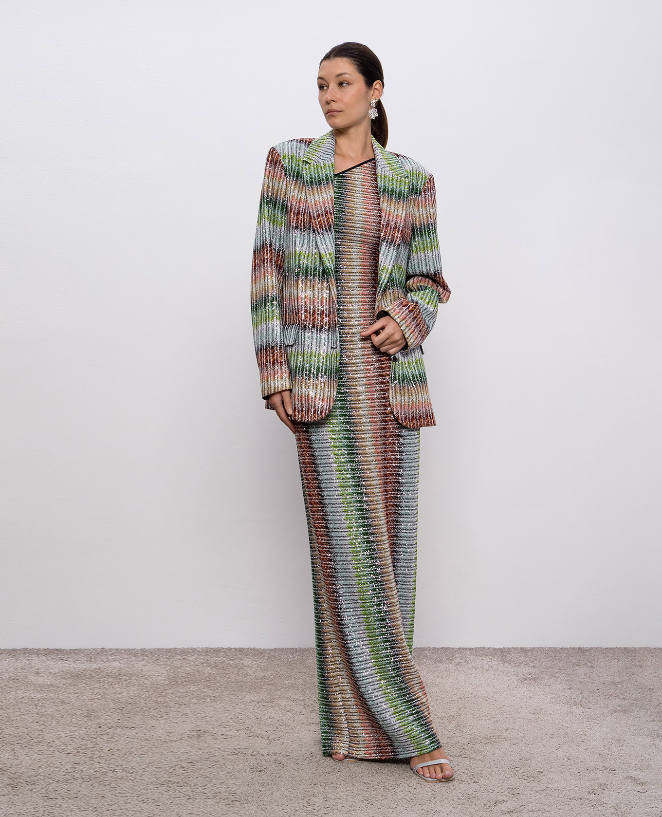 

One-shoulder dress in a sequined pattern Missoni, White