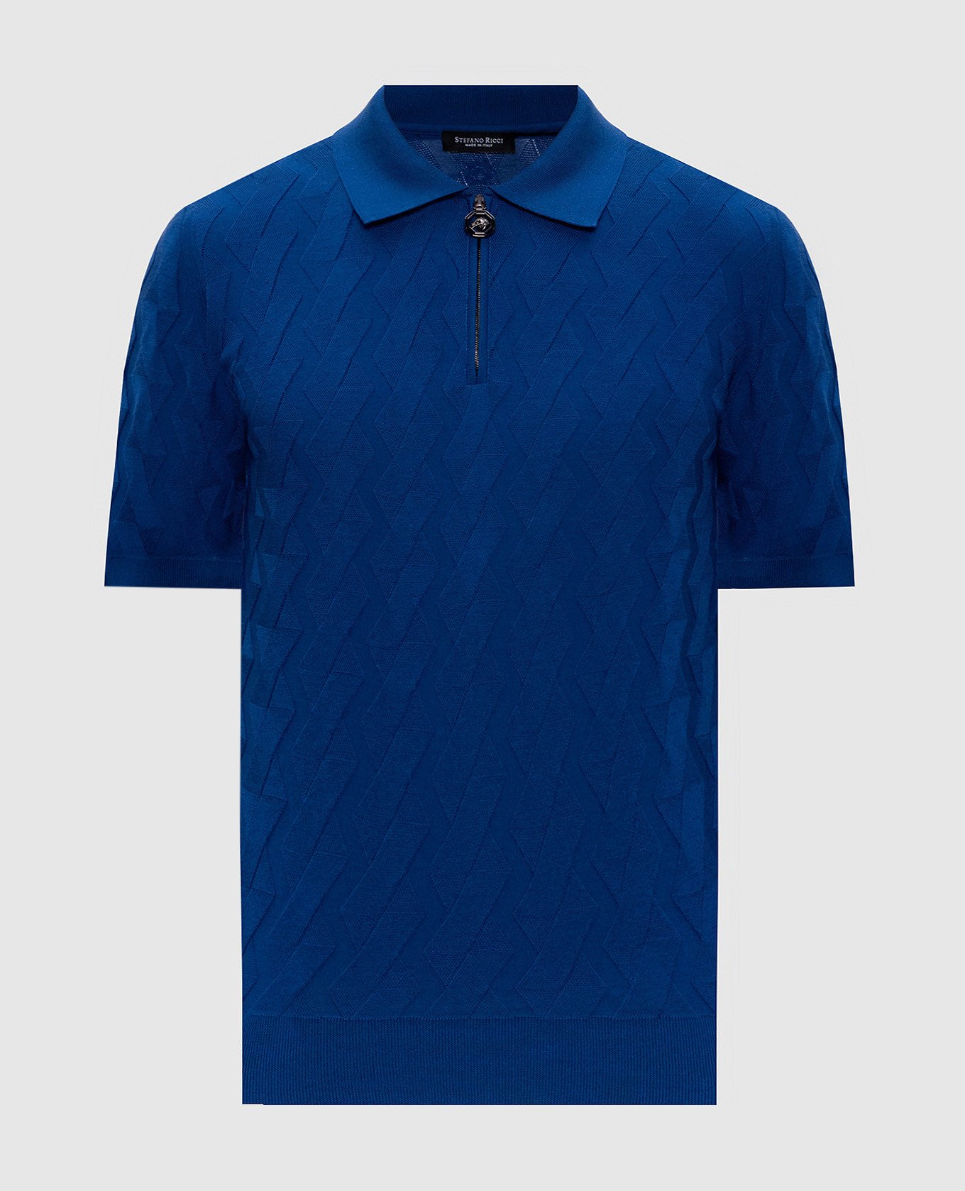 

Blue polo shirt with patterned silk Stefano Ricci