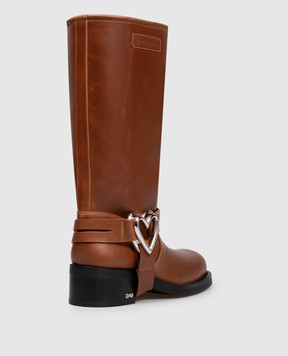 Mach&Mach Double Heart brown leather boots with vintage effect S103350VCL
