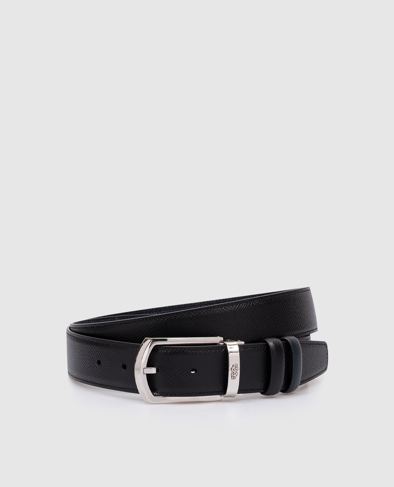 

Double-sided leather strap with logo engraving Serapian, Black