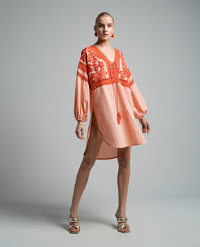 Ermanno Scervino Orange linen dress with embroidery D444K308LZS