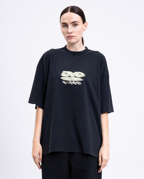 Vetements Black loose-fitting T-shirt with print UH76TR380B