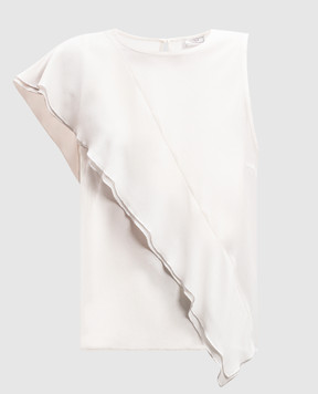 Peserico White silk top with ruffles S0852207325