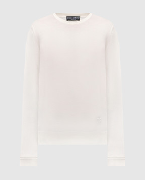 Dolce&Gabbana Beige silk jumper with DG logo monogram embroidery GXX02ZJBSLV