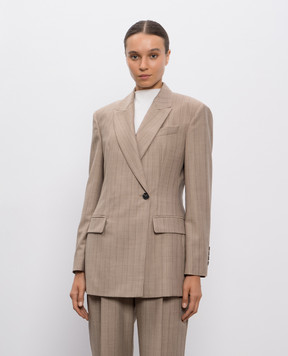 Brunello Cucinelli Beige double-breasted striped wool jacket MB1467267P