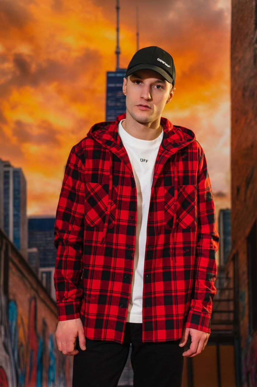 

Red checkered shirt with a hood Off-White