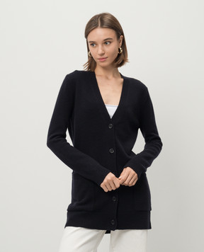 Max Mara VILLAR blue wool and cashmere cardigan with 1951 sequin appliqué VILLAR