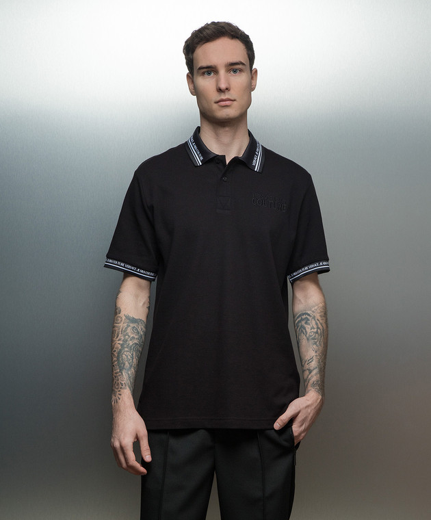 Versace Jeans Couture - Black polo with logo embroidery